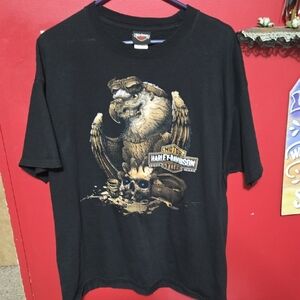 Harley-Davidson Black Short Sleeve Tee with Eagle and Skull Graphic